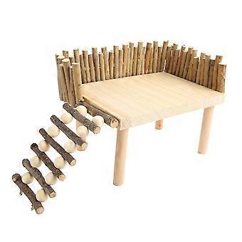 Plateforme d'escalade pour hamster, jouet  mcher en bois, aire de jeux pour petits animaux avec clture pour cureuil volant Golden Bear, type universel