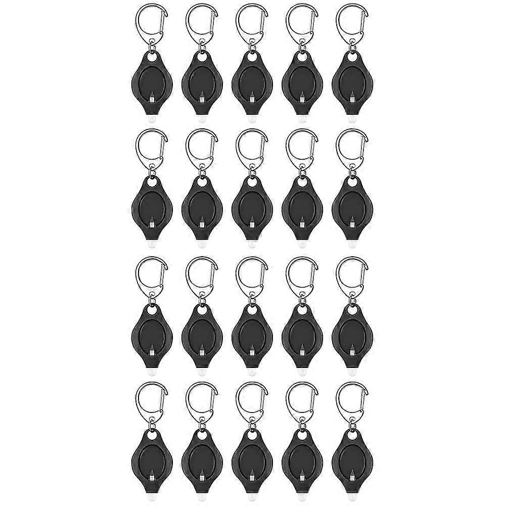 20 Pack Mini Keychain Flashlight Ultra Bright Led Key Ring Light Torch, Led Keychain Black
