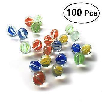 Setti 100 kpl 16MM Cats Eyes Glass Shooter &; Marbles värikkäitä kuvioituja lasihelmiä palloja lapsille