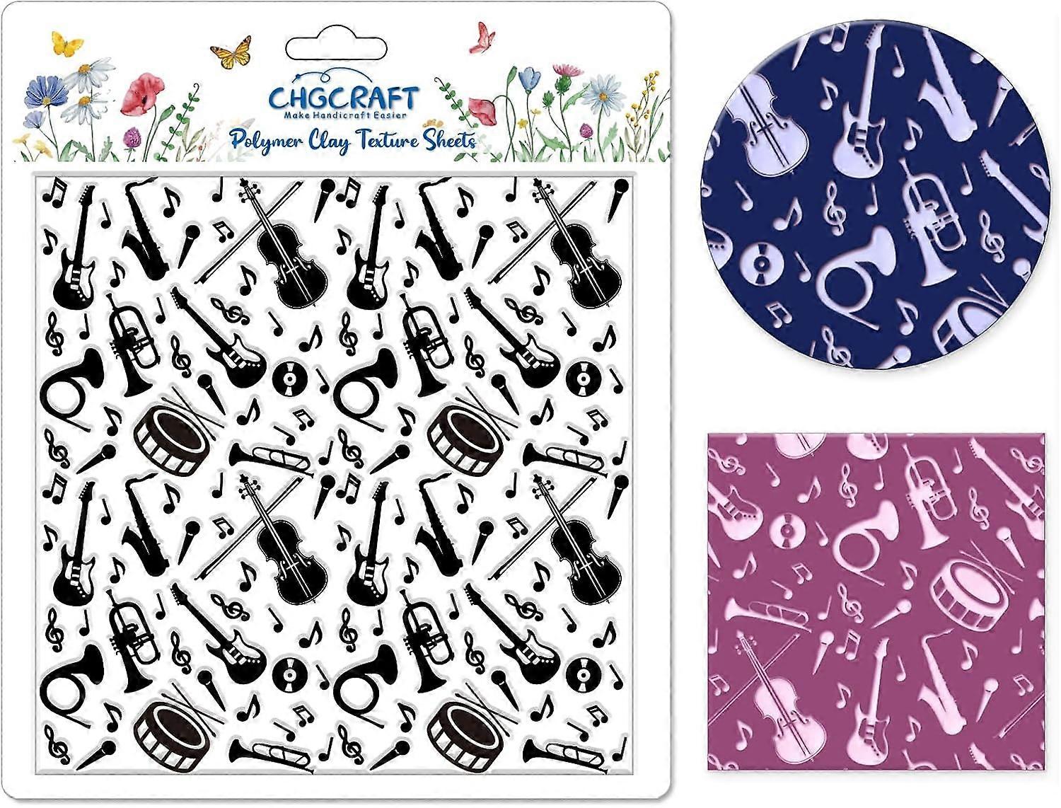 Musical Instruments Polymer Clay Texture Sheets Musical Note Silicone Texture Stamp Clay Texture Mat Modeling Pattern Pad