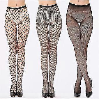 Meias fishnet meias femininas pretas meia-calça net preto/branco