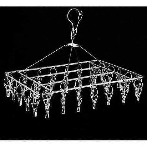 Stainless Steel Drying Rack, Rectangular Windproof Multipurpose Sock Holder, supplied with 40 Clips