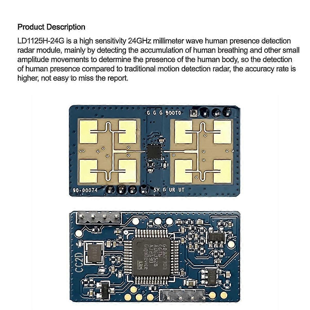 Hlk-ld1125h-24g Radar Sensor Body Sensor Module Motion Detection Sensor Microwave Human Detection Sensor Module(b)