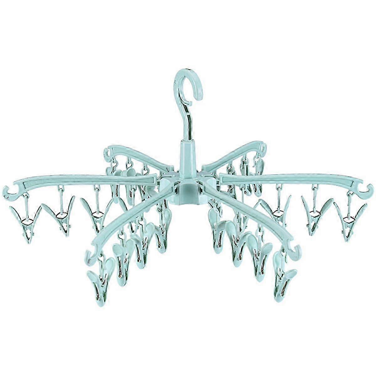 24-Clip Rotating Folding Sock Drying Rack