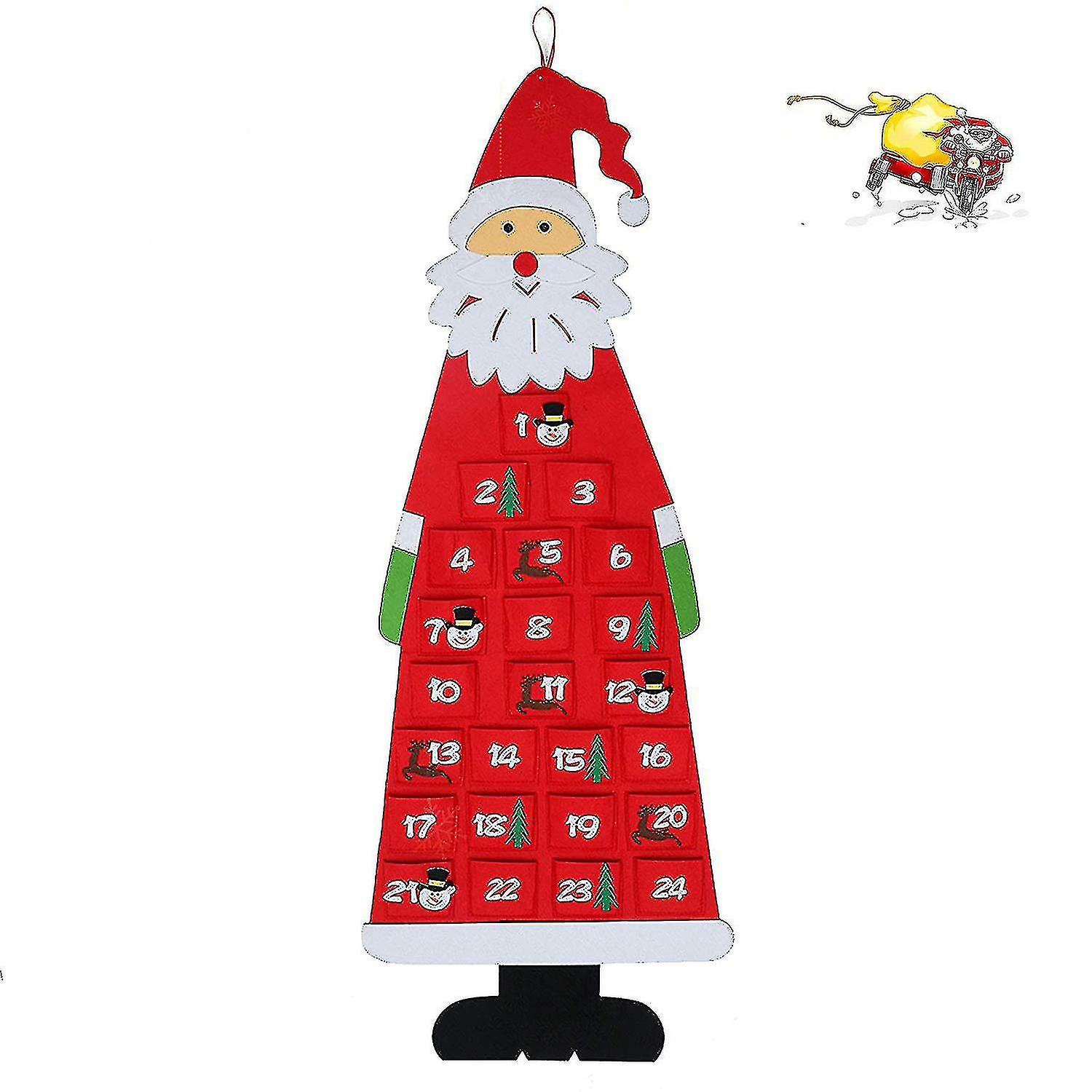 Adventi kalendárium,karácsonyi adventi naptár 24 napos zsebekkel (piros)