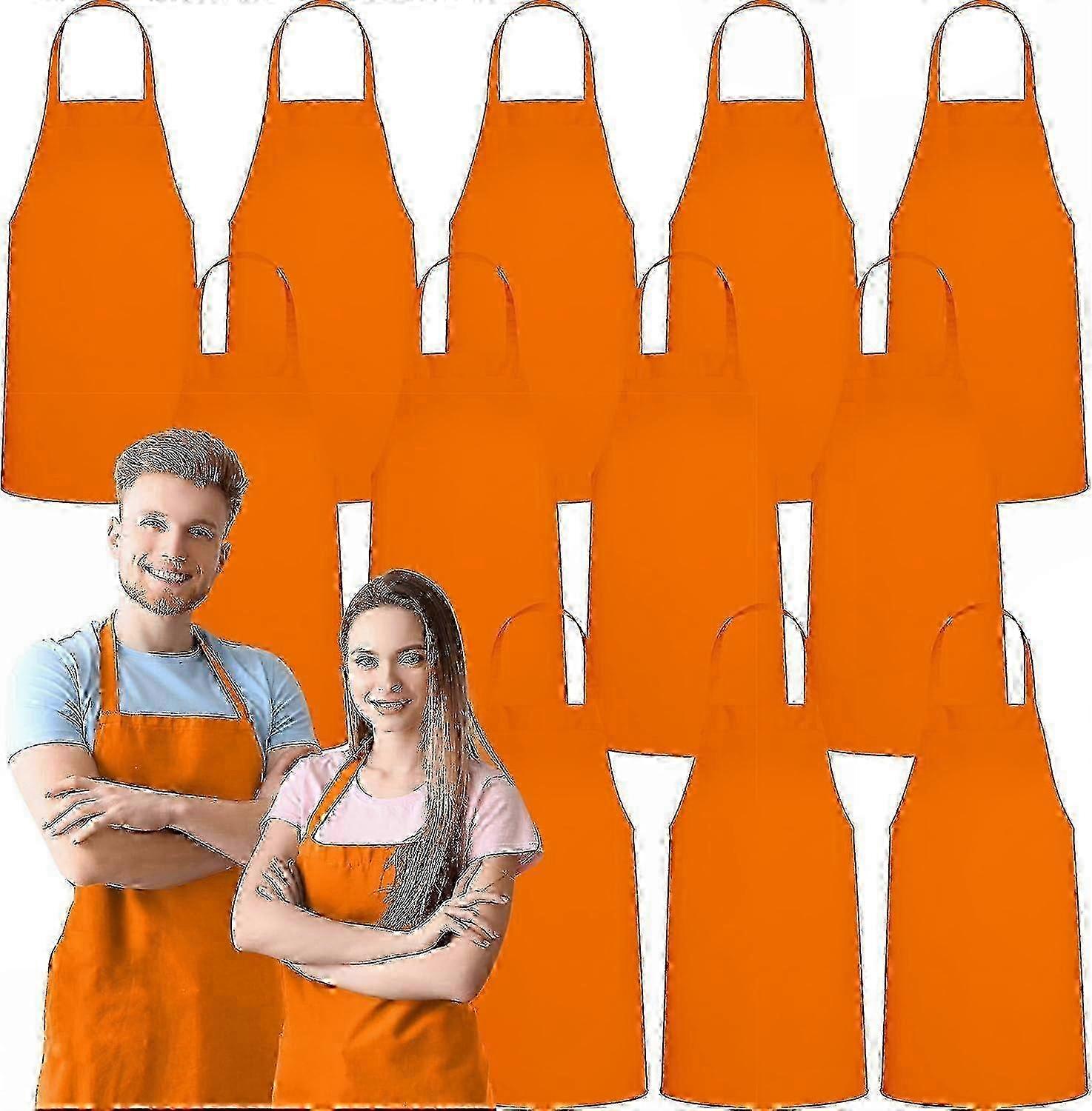 12 Pack Unisex Bib Aprons - Machine Washable Bulk Pack