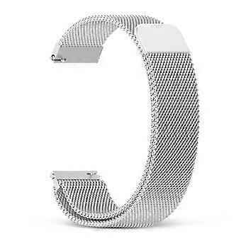 22mm Silver Stainless Steel Smartwatch Band Magnetic Milanese Loop Strap Quick Release Adjustable Comfortable Fit for Men and Women