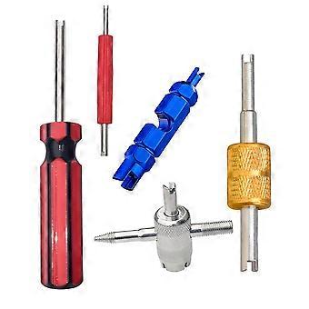 4-in-1 valve core wrench, multi-colored metal valve core, dual-ended valve core removal tool, bicycle 5-piece set (bag)
