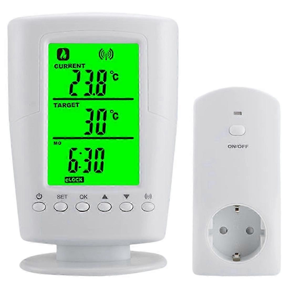 TS-2000 0-60℃ Temperature Control Socket Thermoregulator LCD Display Wireless Heating Cooling Program B UK Plug