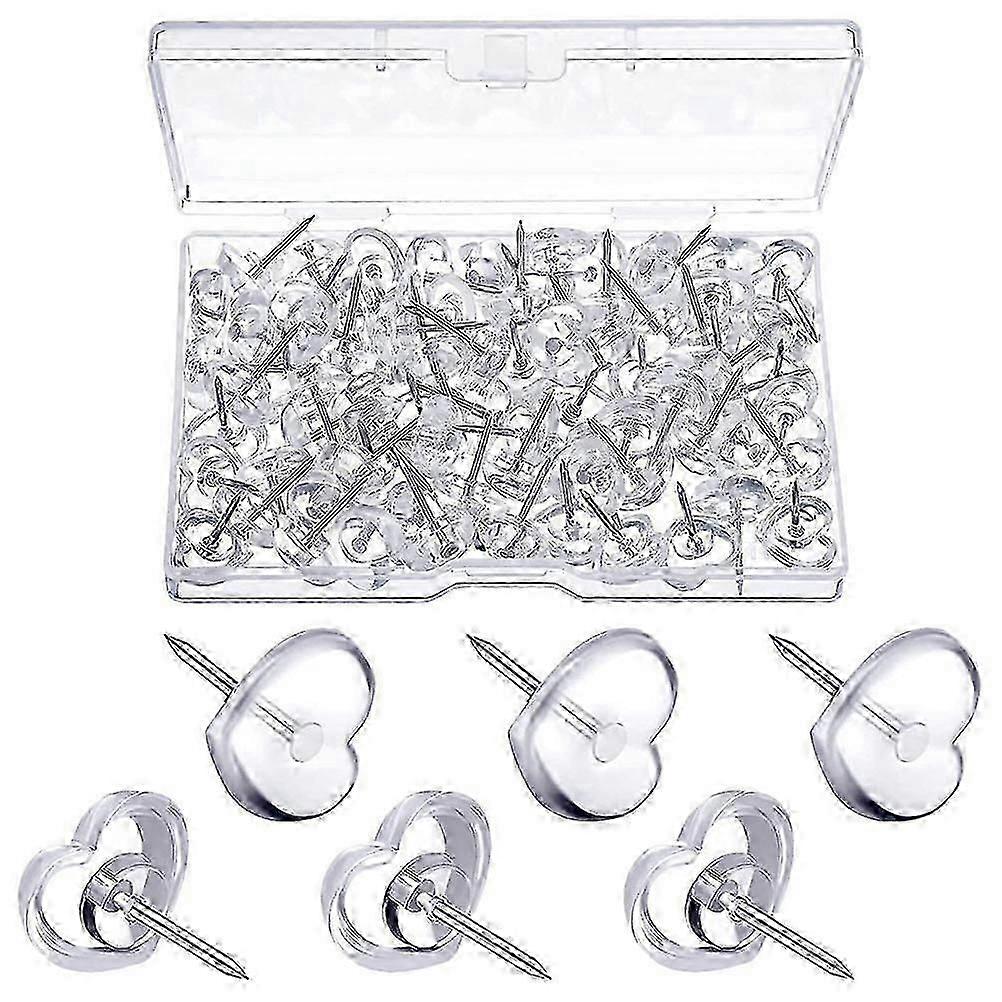 Transparent Heart Shape Push Pin Multi-Function Thumb Tacks 200Pcs for Office Use PZC