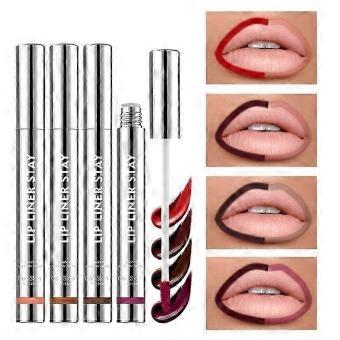 4PCS4Pcs Matte Liquid Lip Stain Peel Off Lip Liner, Long Lasting Lip Tattoo, Waterproof & Transfer-Proof Lip Liner Peel Off Lip Gloss for All Skin Typ