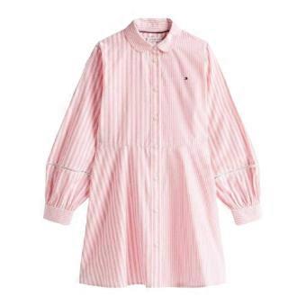 Tommy Hilfiger Girls Striped Collared Mini Shirt Dress