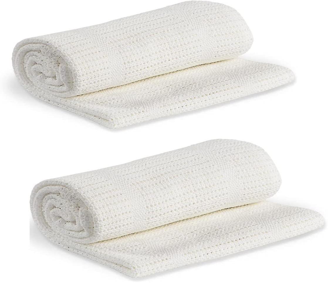 Cellular Blanket 2 Pack Unisex Baby Blanket 75 X 100cm Super Soft Cotton Baby Boy Blanket For Pram