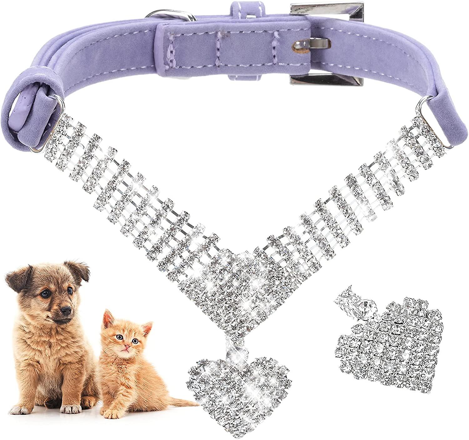 Bling Rhinestone Dog Collar – Soft Velvet Adjustable Collar For Small To Medium Dogs