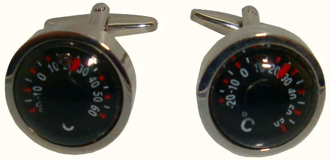Bassin and Brown Thermometer Cufflinks - Black/Silver