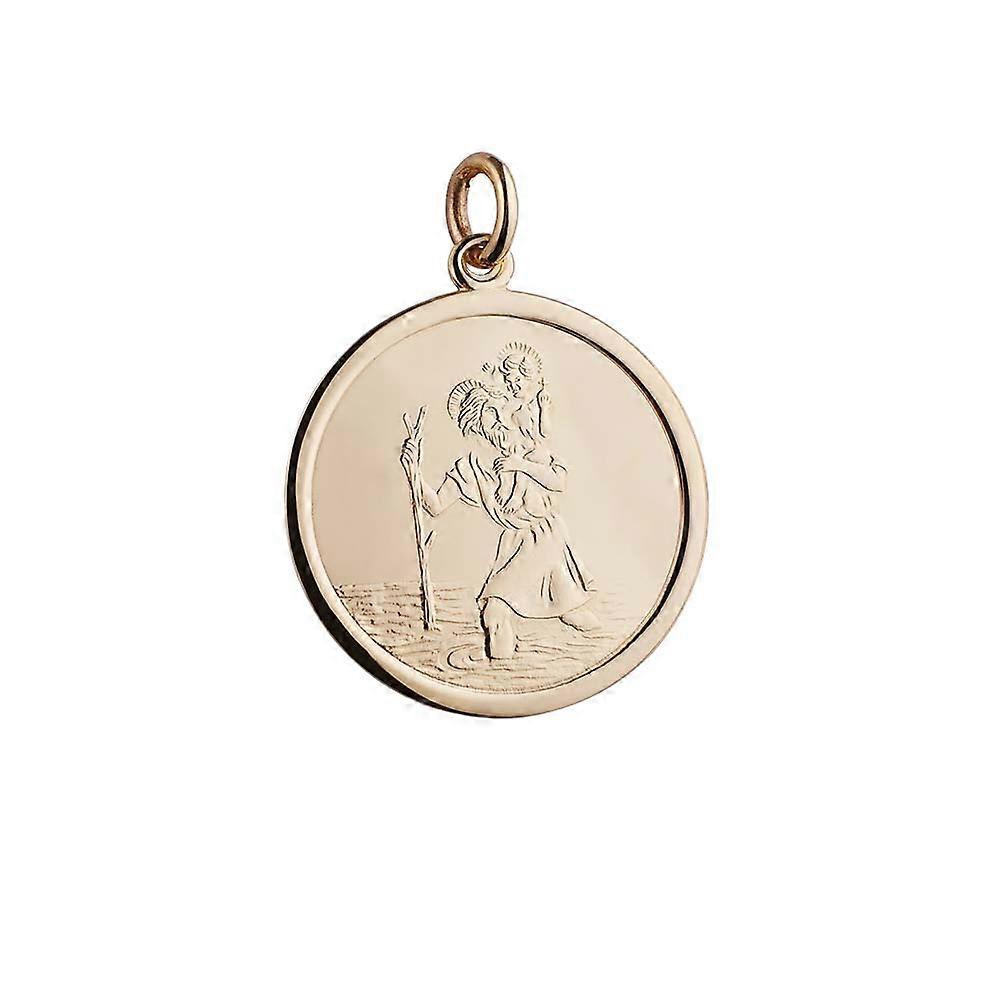 9ct Gold 25mm round St Christopher Pendant