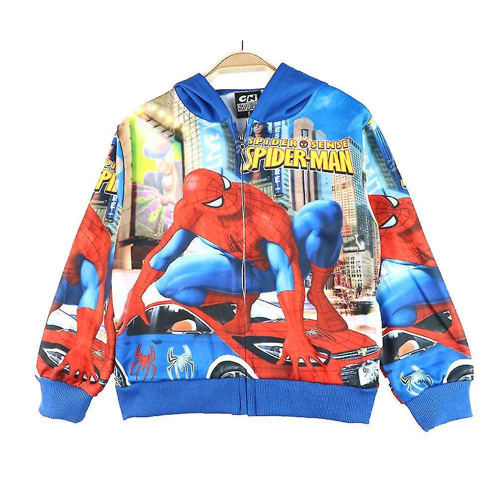 4-12 år Barn Pojkar Flickor Spiderman Print Huva Jacka Dragkedja Kappa Ytterkläder