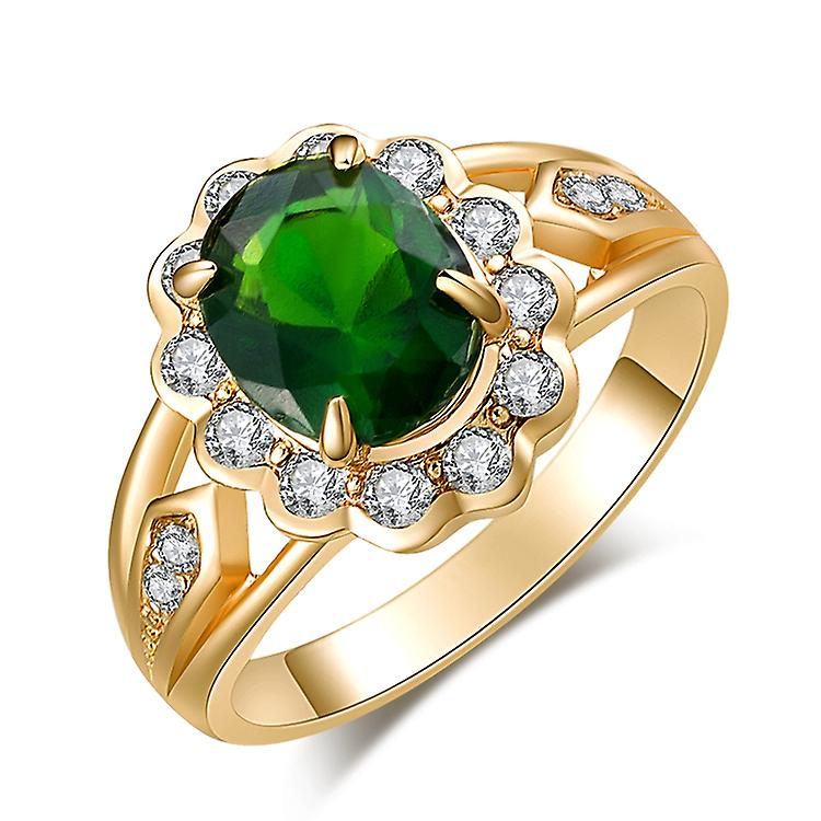 Bague Vintage Ovale Vert Gemme Diamant