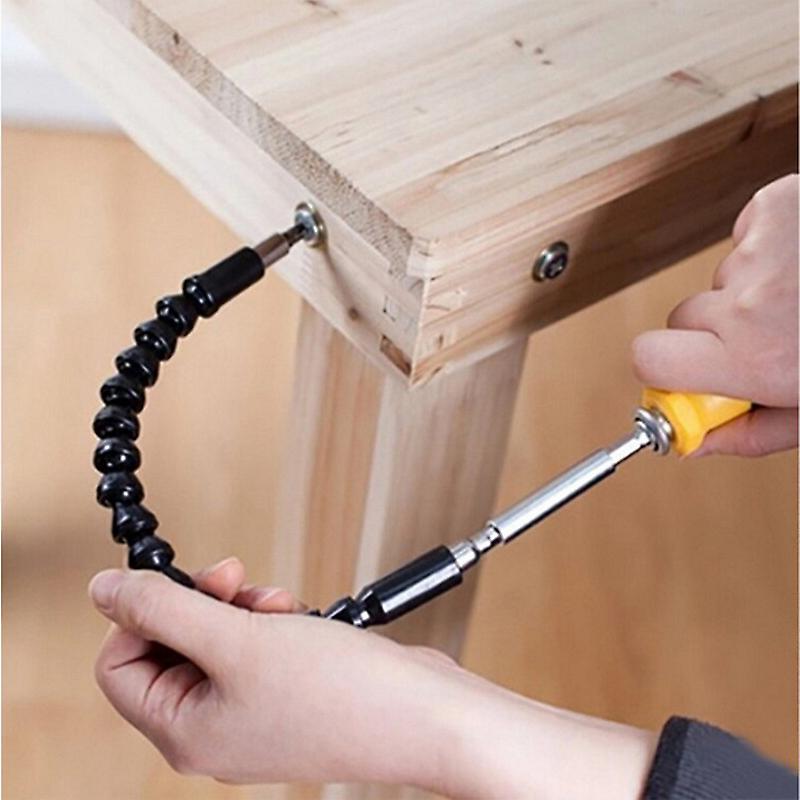 Multi-functional flexible shaft extension rod and hose for cordless drills, electric screwdrivers, and screwdriver bits.