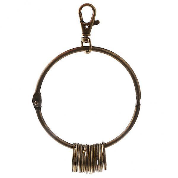 4xRetro Vintage Bronze Large Round Key Ring Includes 10 Small Group Rings