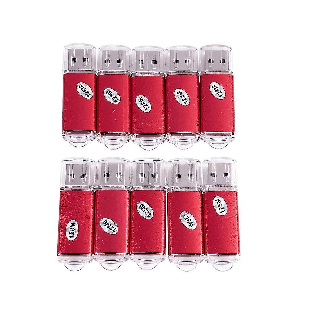 10pcs Usb Flash Drive 128 Mb Key Chain Flash Memory Drive U-disk For Win 8 Pc Gift, Red