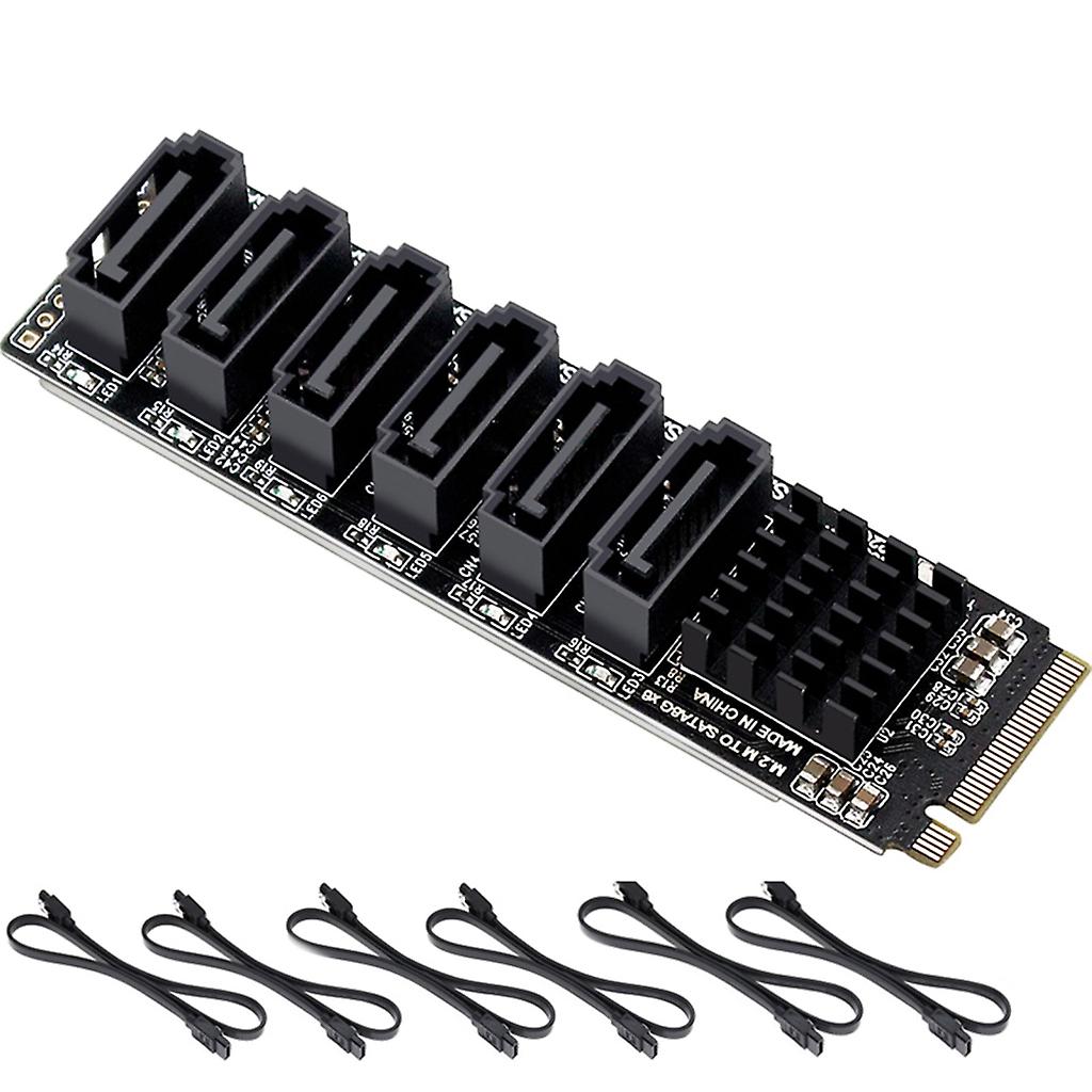 Carte d’extension M2 NVME vers Sata 3.0 ASM1166 adaptateur 6 Gbit/s 6 convertisseurs SATA3.0