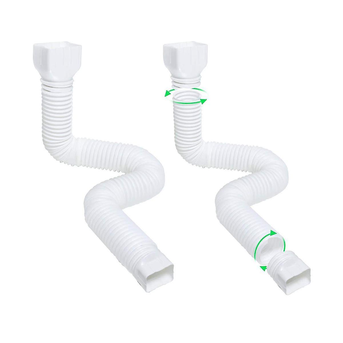 Rain Gutter Downspout Extenss, 17in-59in Flexible Drain Downspout Extender,with 2 Connec