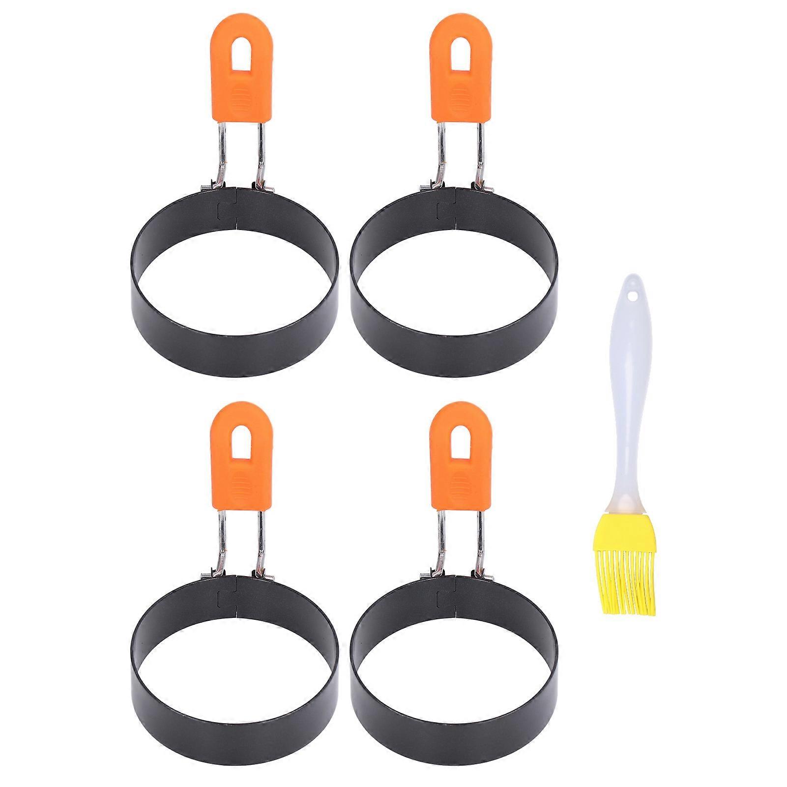 4Pcs Egg Molds Easy Demoulding Good Heat Insulation Safe Harmless Circle Egg Cooker with Brush