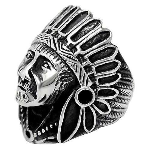 Men Women Vintage Alloy Indian Chief Pattern Finger Ring Punk Jewelry Charm
