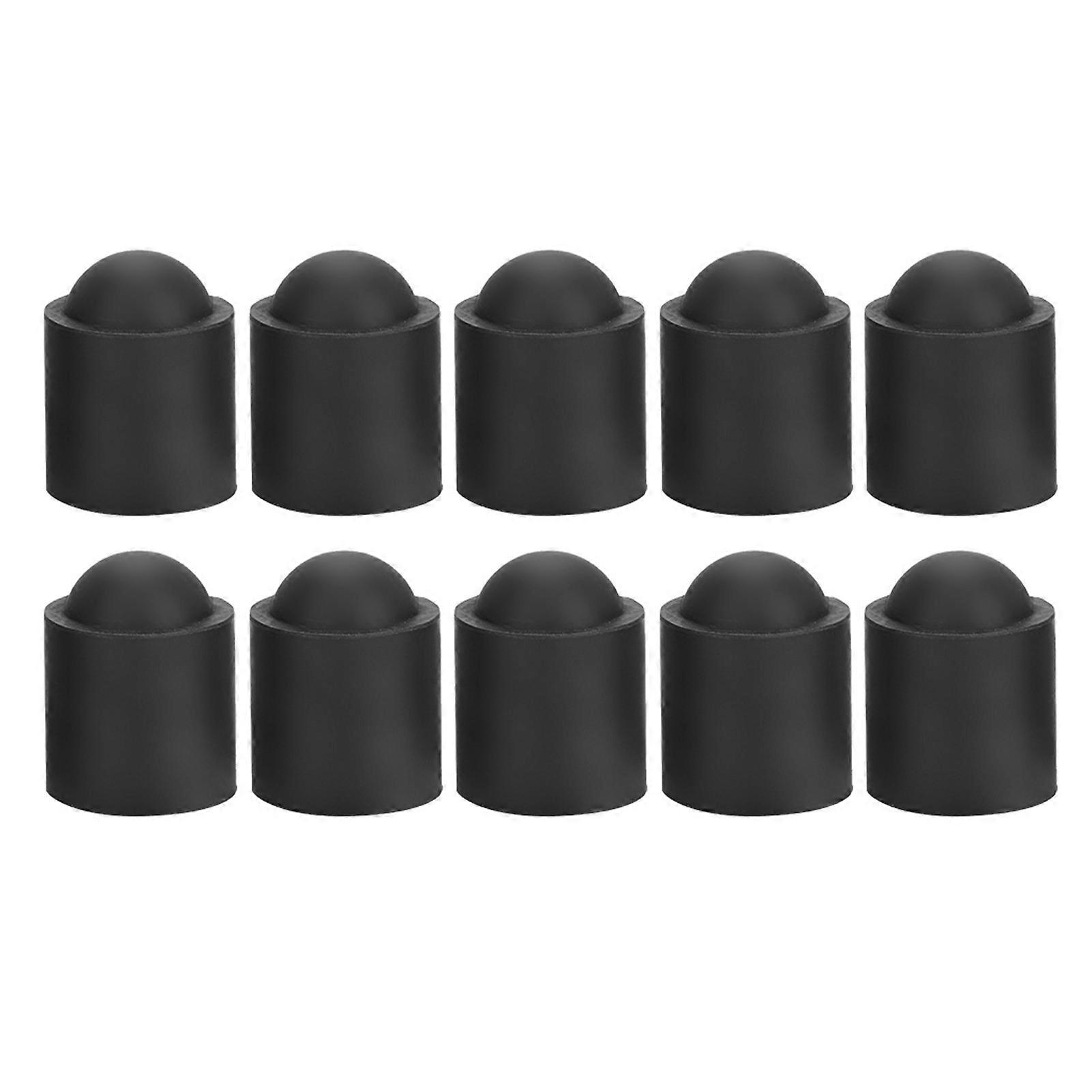 10pcs Pool Cue Tip Rubber Cover Billiards Cues Stick Protection Cap Accessory (Black)