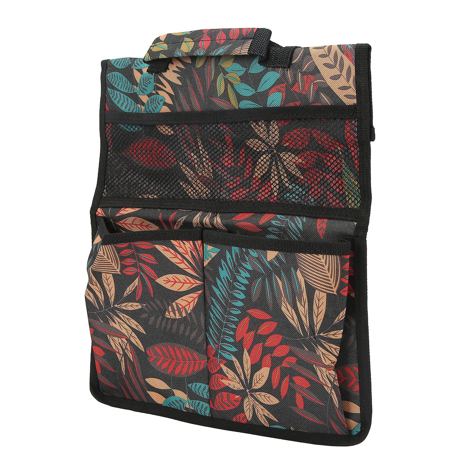 Garden Kneeler Tools Bag Garden Bench Stools Side Storage Bag Hanging Pouch with Handle Pockets Red Leaves