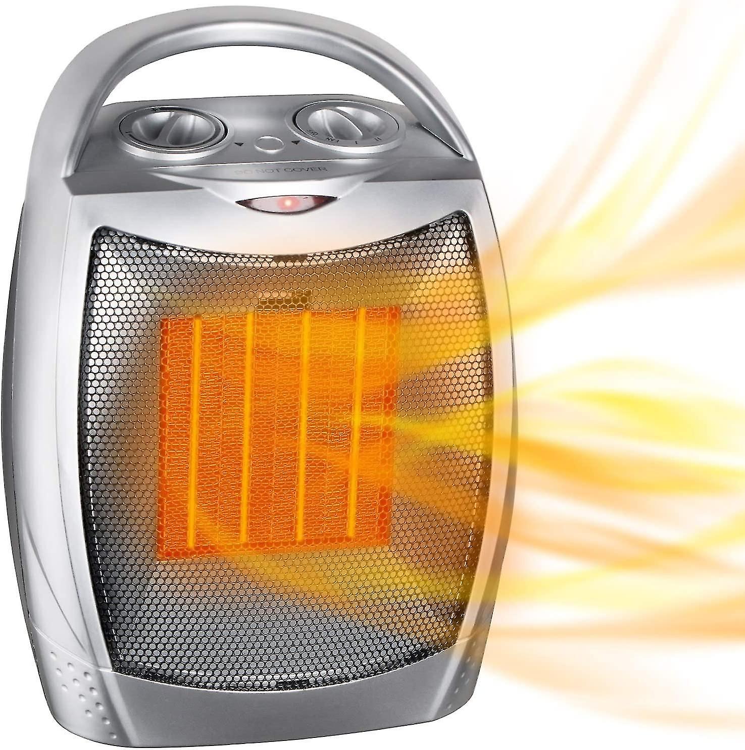 Portable electric space heater with thermostat, 1500W/751W