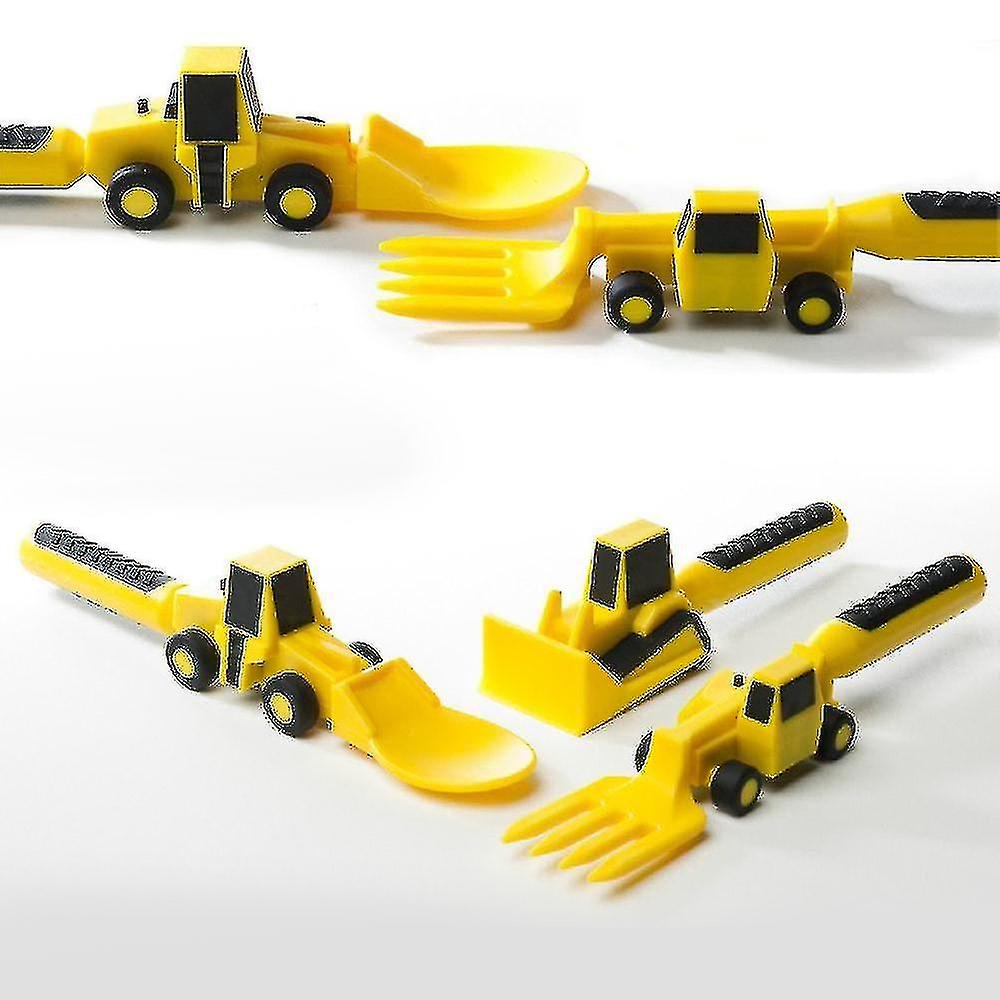 3pcs posate per bambini set utensili alimentari per bambini bulldozer escavatore pala cucchiaio forchetta alimentazione