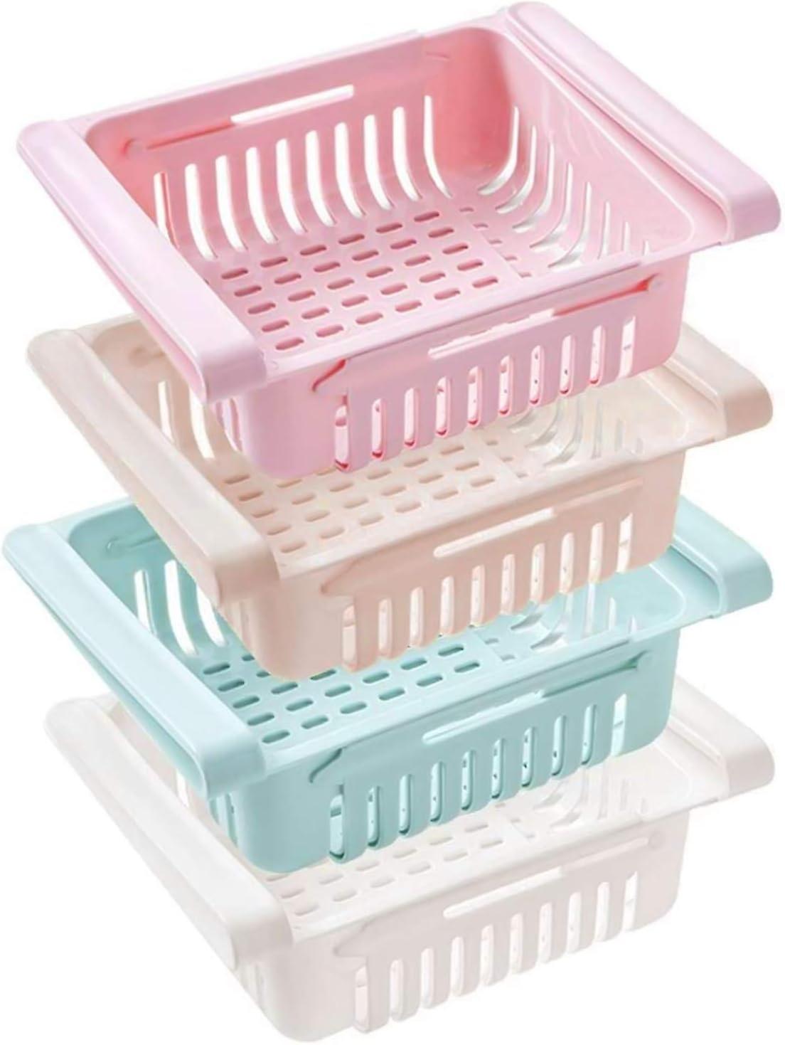 Fridge Drawer Organizer, Retractable Fridge Storage Drawer, Space Saving Storage Basket Under Shelf 