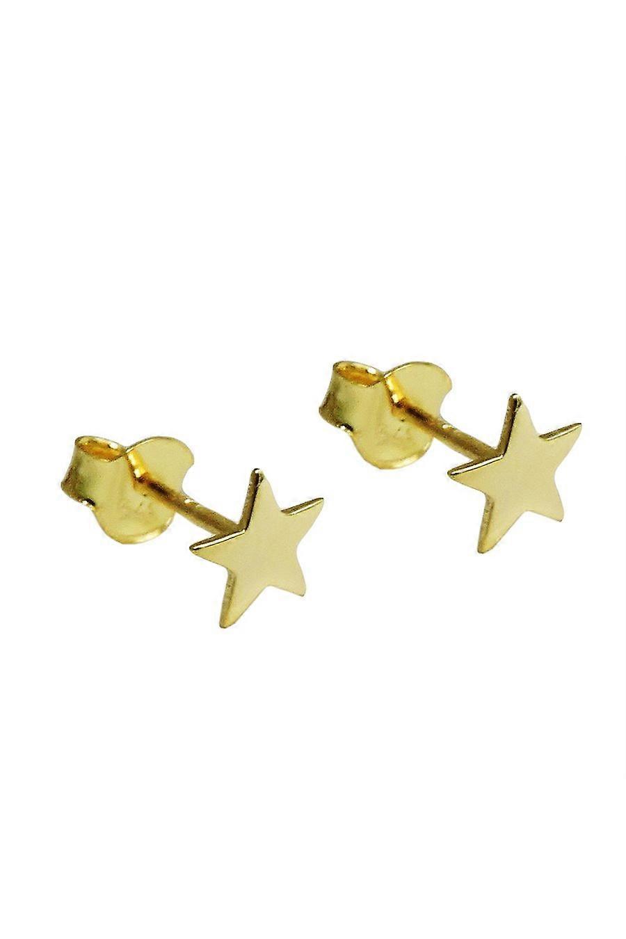 Stud Earrings 6mm Star Shiny Flat 9k Gold - Gl431509