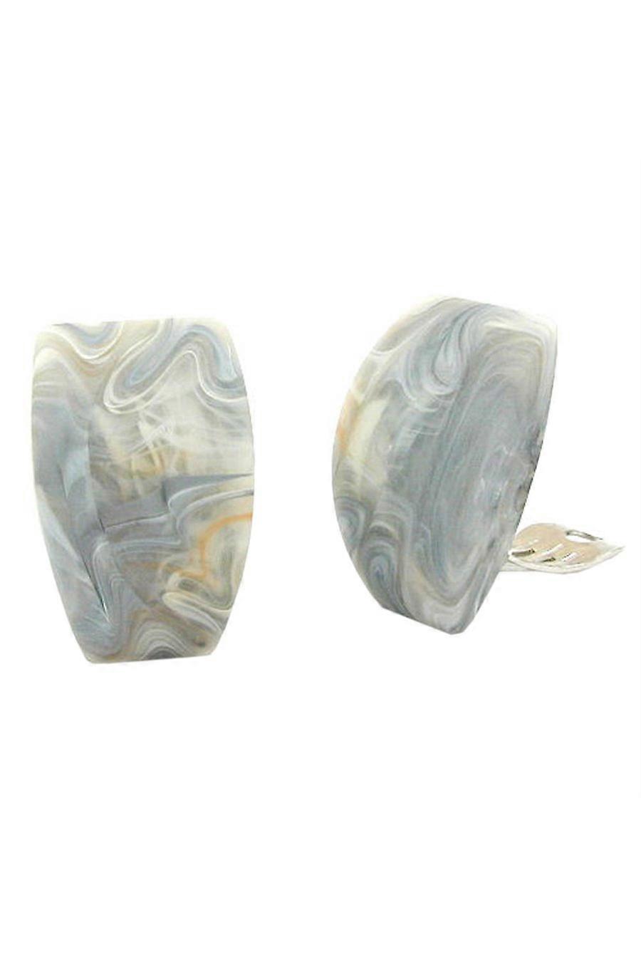 Clip-on Earring Trapezium Grey Beige Matte - Gl01078