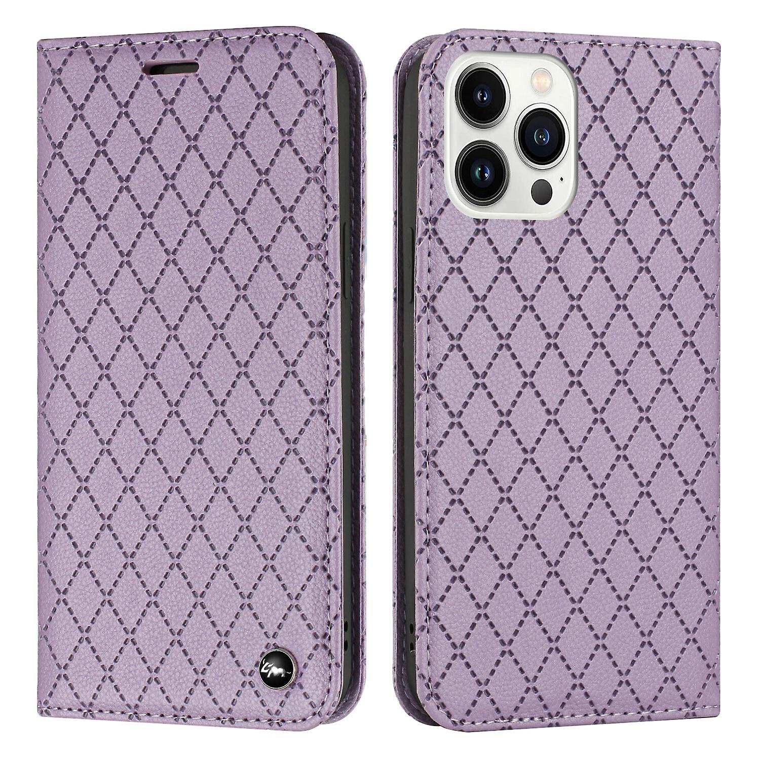 For iphone 15 pro Case, PU Leather Flip Cover Magnetic Closure Wallet Card Slots Stand Case Lattice Design