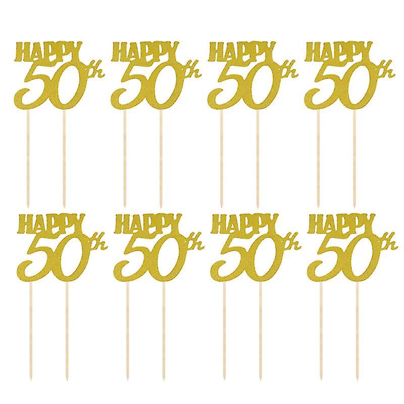 12pcs Happy 50th Birthday Cake Topper