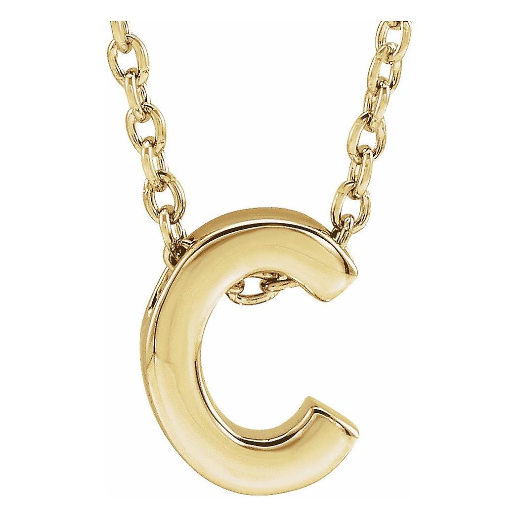 14Kイエローゴールド文字名パーソナライズされたモノグラムイニシャルC 8x6.4mm 16 18インチポリッシュイニシャルペンダントスライドネックレス-P
