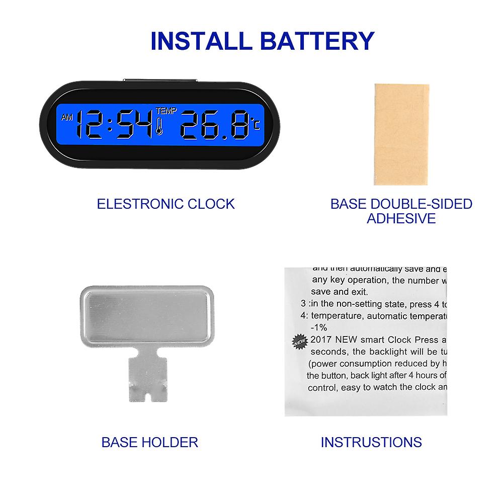 Digital Clock Time Thermometer 2 In 1 Luminous Led Clock Electronic Accessories For Car Dashboard