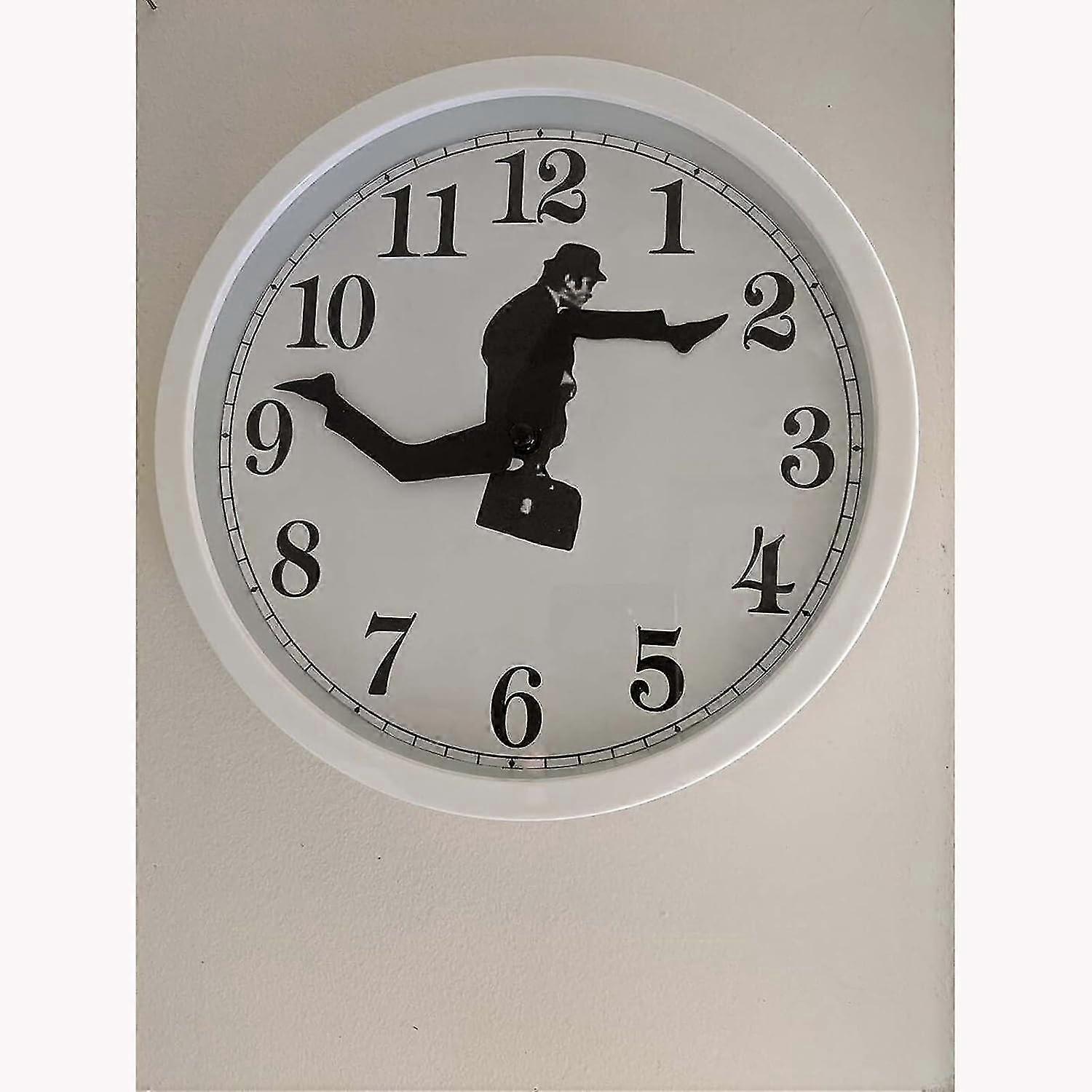 Comedy Inspired Department Goofy Walking Wall Clock Funny Walking Silent Silent Clock Home Decor Clock for Room, White