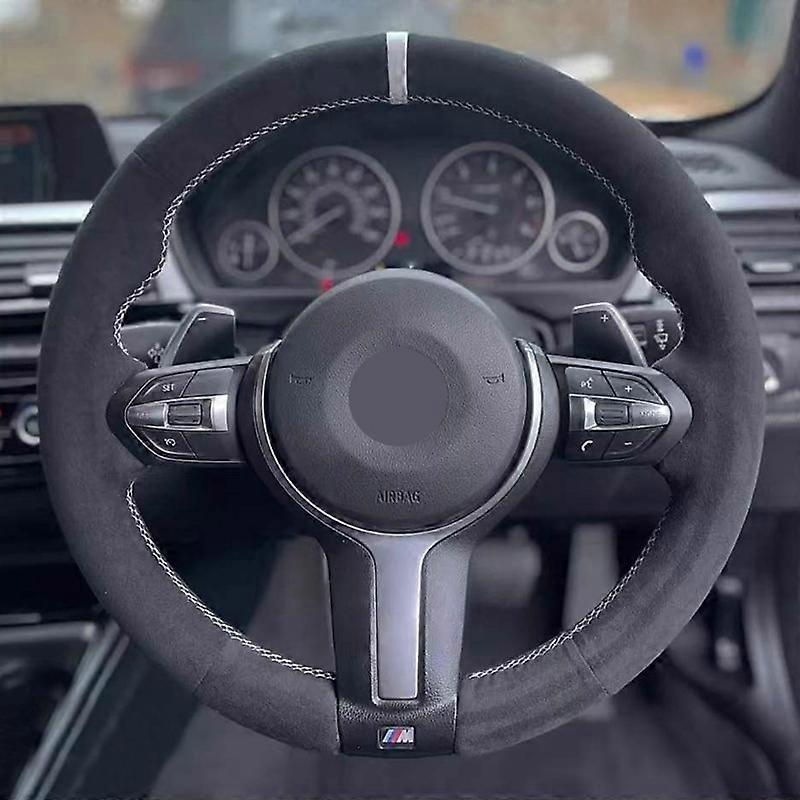 Black Suede Car Steering Wheel Cover For BMW M Sport F30 F31 F34 F10 F11 F07 X1 X2 X3 F25 F32 F33 F36 F48 F39 Car Accessories