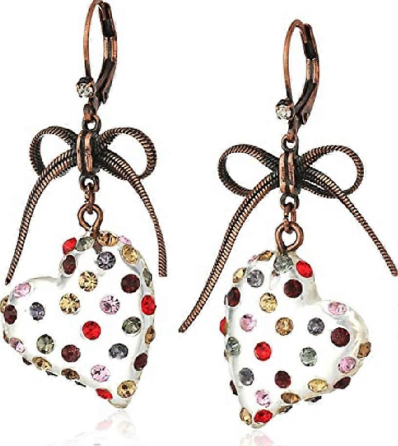 Multi Lucite Heart Drop Earrings