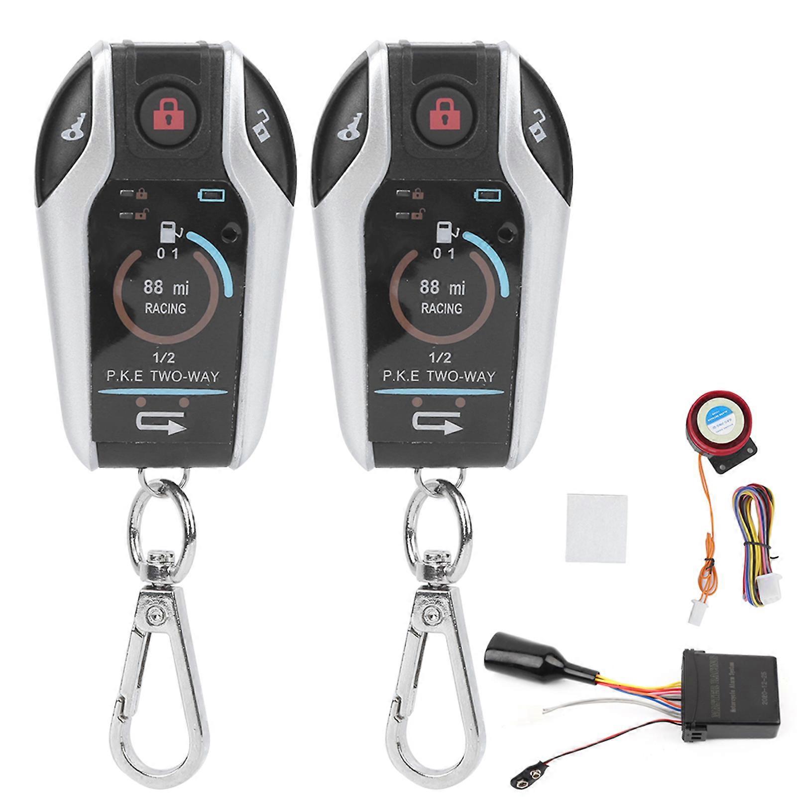 2 Way Alarm System Universal Motorcycle AntiTheft Remote Control for Security 12V E2U511
