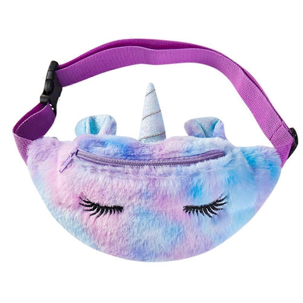 1pc Cartoon Unicorn Plush Waist Bag Children One-shouldered Bag Cross Body Bag