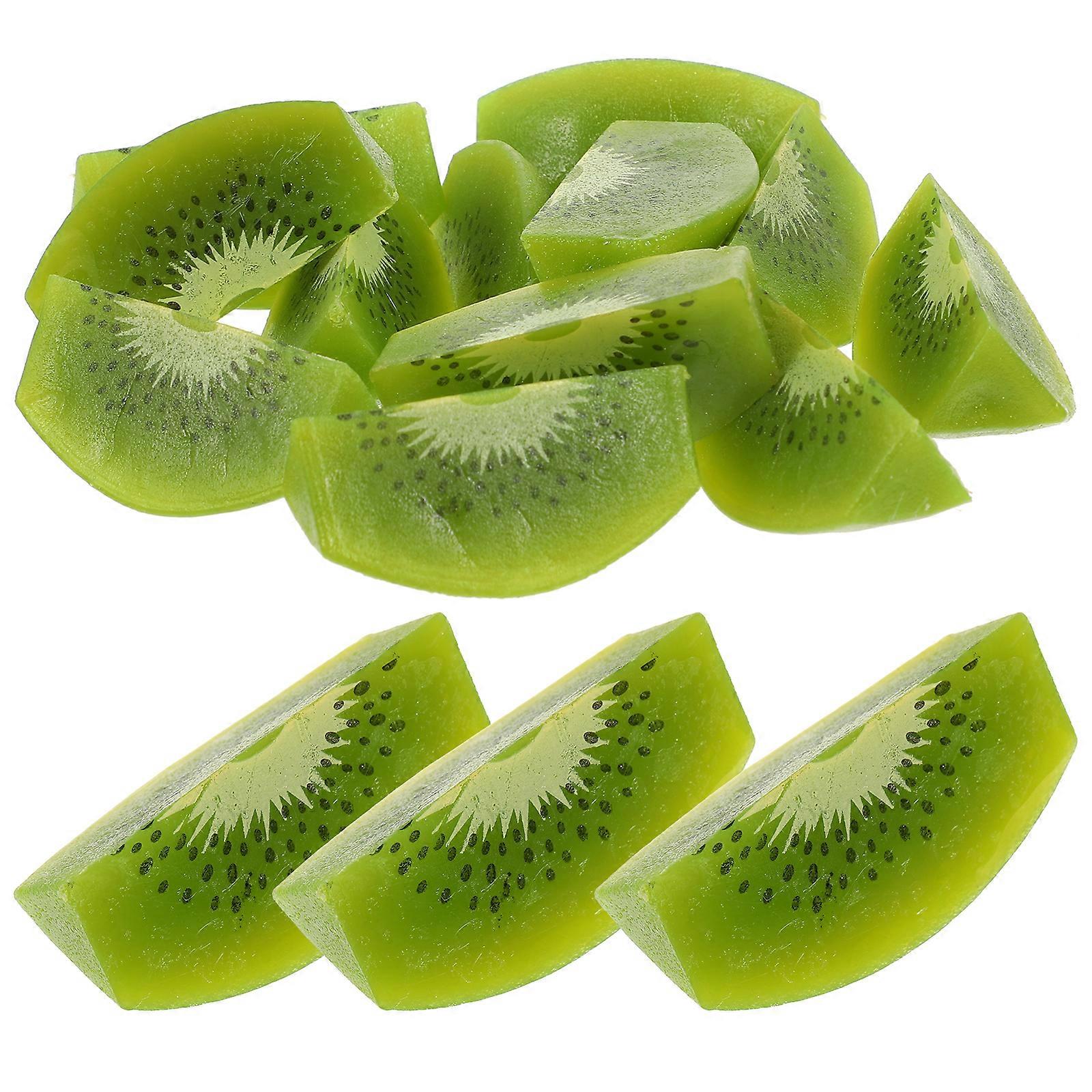 12Pcs Fake Kiwifruit Slice Models Supermarket Artificial Kiwifruit Slice Models Shooting Props