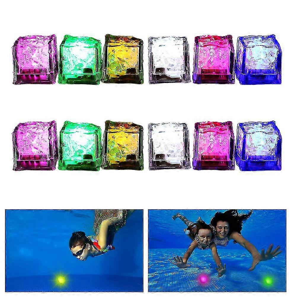 12 قطع تضيء الغوص بركة اللعب الملونة LED قطع الجليد السباحة الغوص رمي لعبة مجموعة