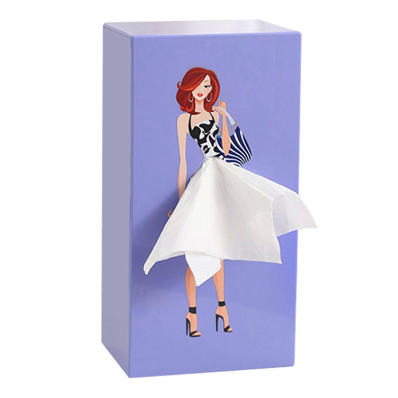 Pop-Art Tissue Box for Home Lady Flying Skirt Design Tabletop Tissue Box Holder for Kitchen Dining Room