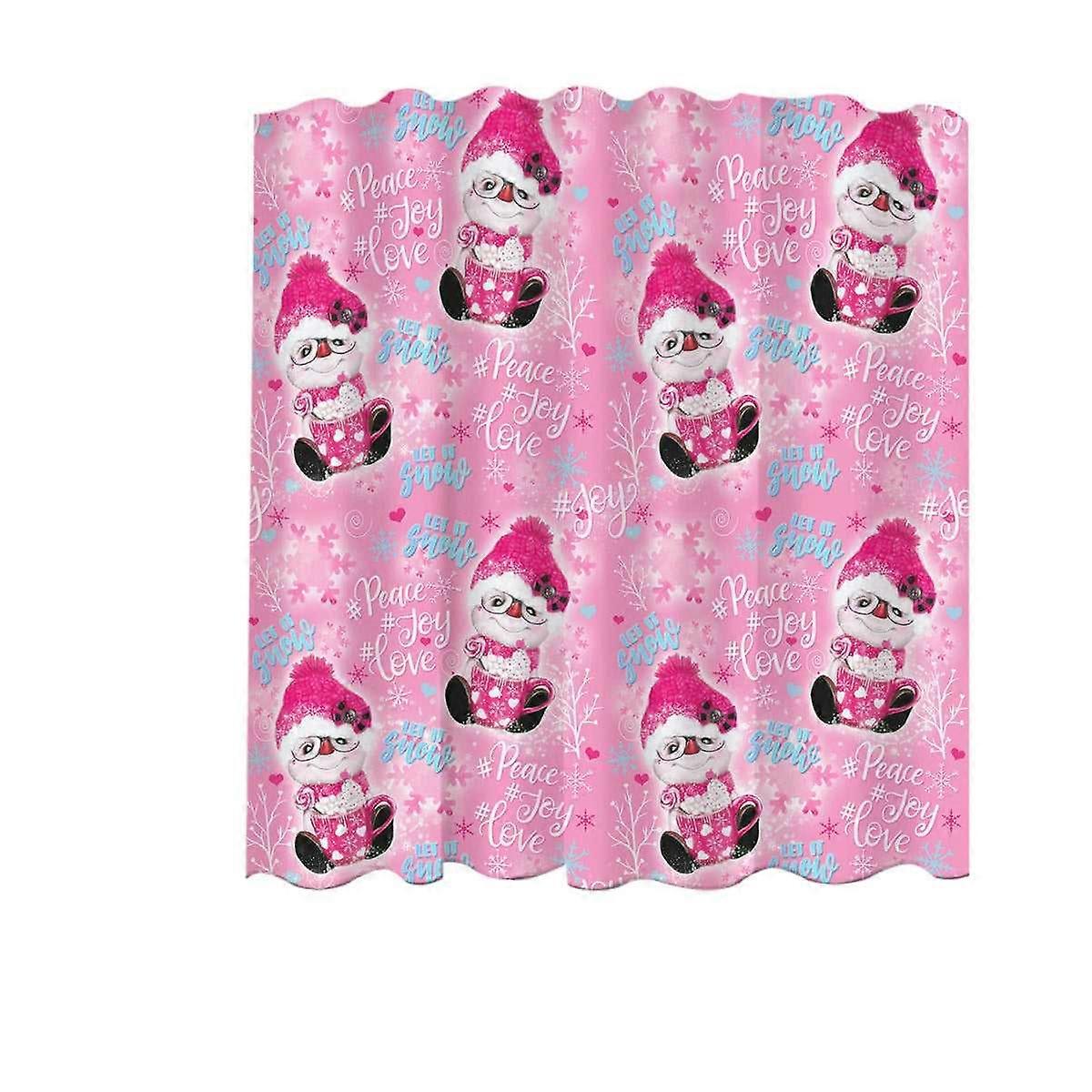 Christmas Winter Pink Snowman Pattern Shower Curtain