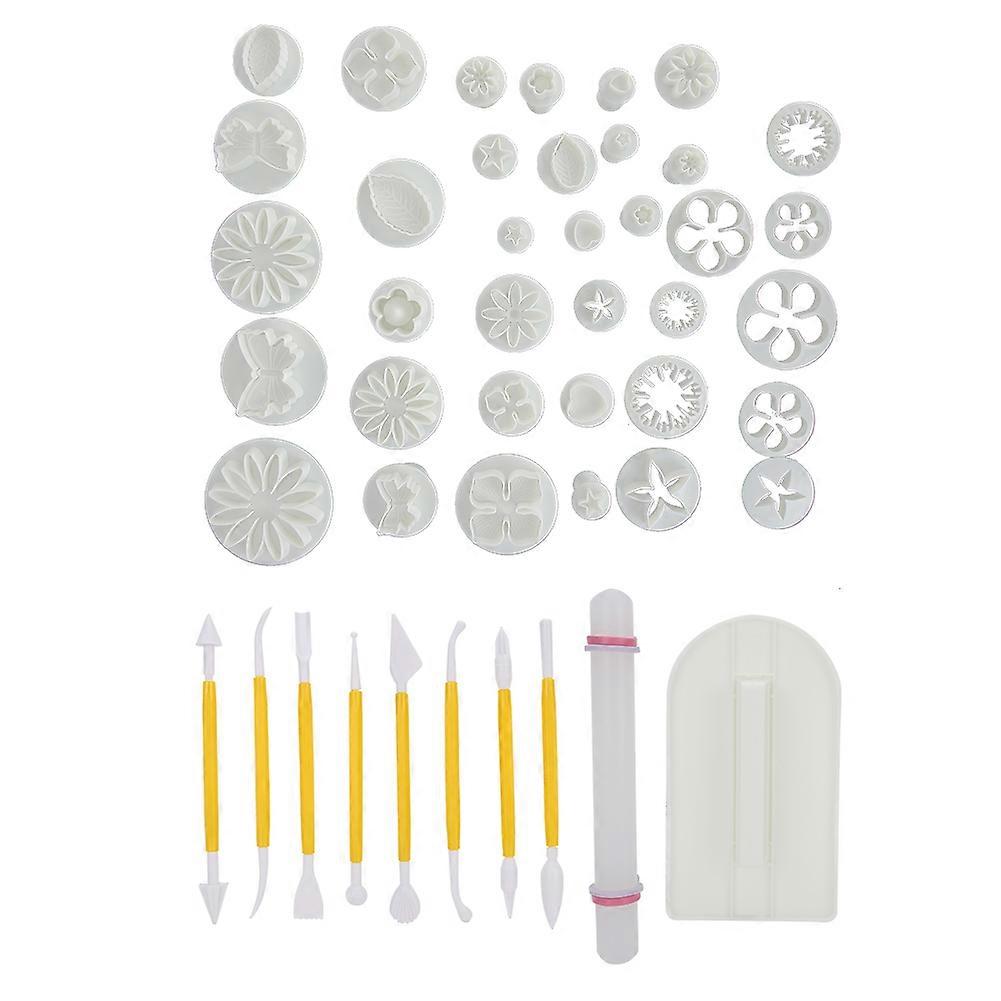 46PCs Pottery Tools Printing Mold Set Durable Plastic DIY Molds Clear Lines Crafts for Good Elasticity